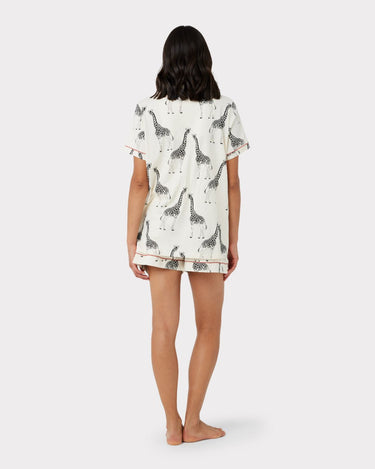 Maternity Organic Cotton Giraffe Print Short Pyjama Set